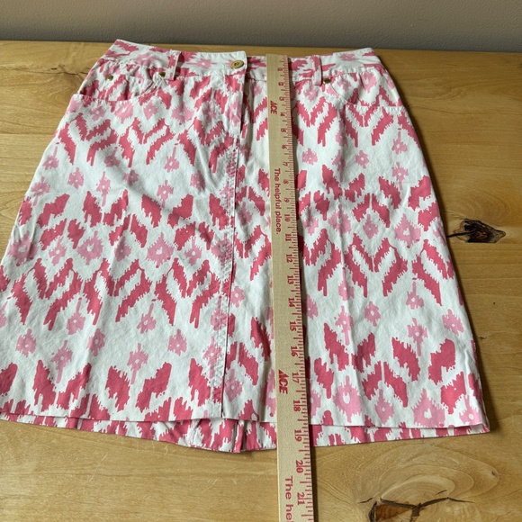 J MCLAUGHLIN IKAT GEOMETRIC SKIRT COTTON BLD CLASSIC PREPPY BOHO COASTAL CHIC 2 - Picture 7 of 10